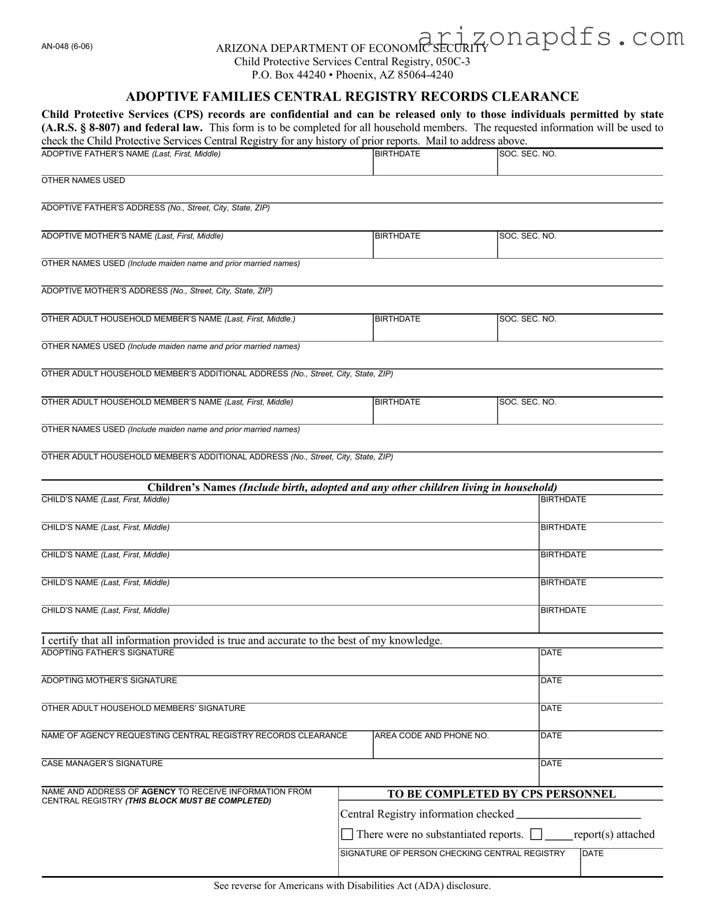 Blank An 048 Arizona PDF Template
