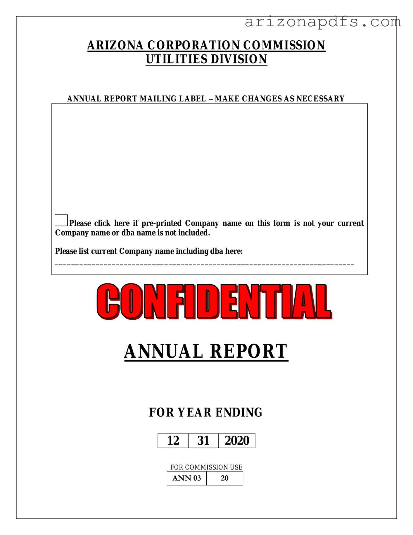 Blank Arizona Annual Report PDF Template