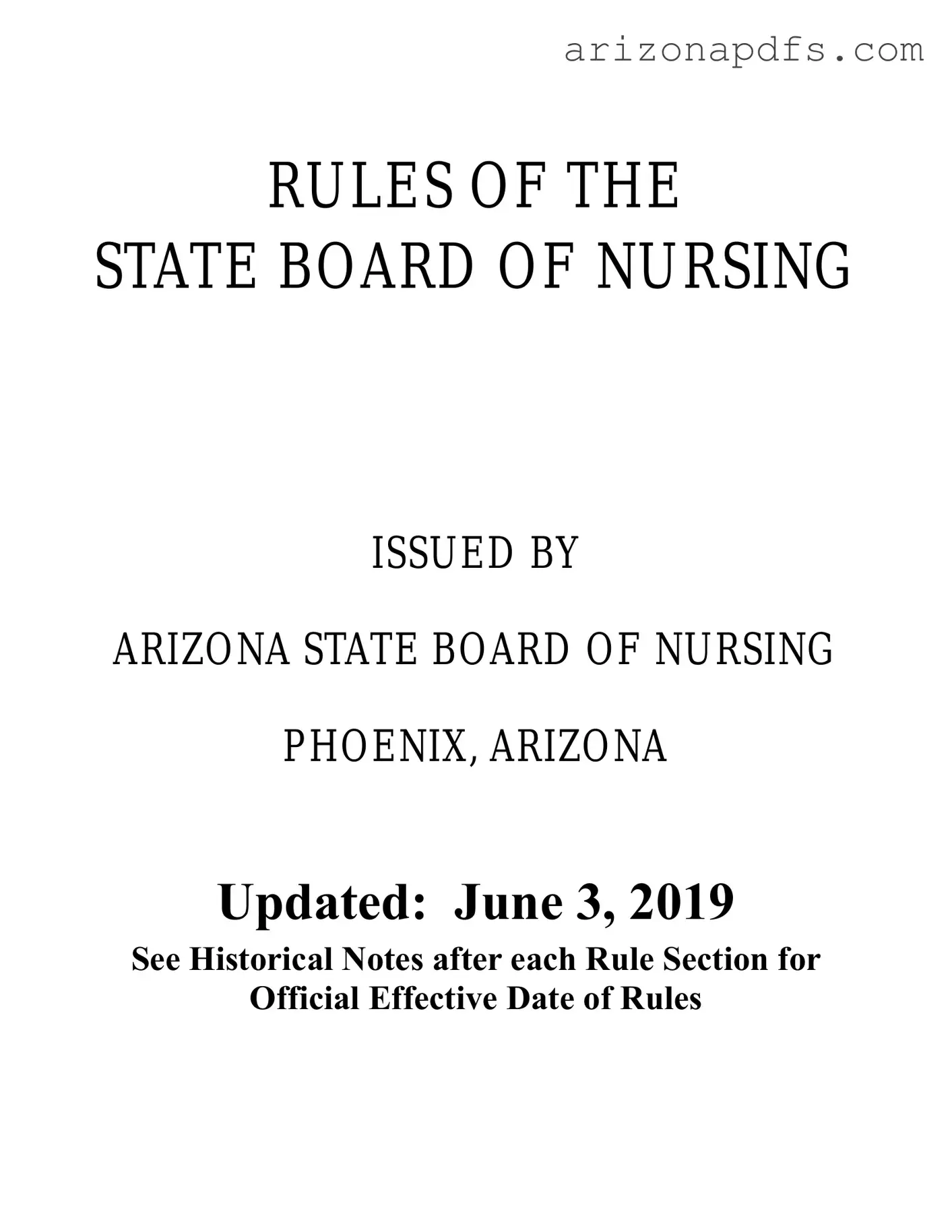 Blank Arizona Board Of Nursing License PDF Template