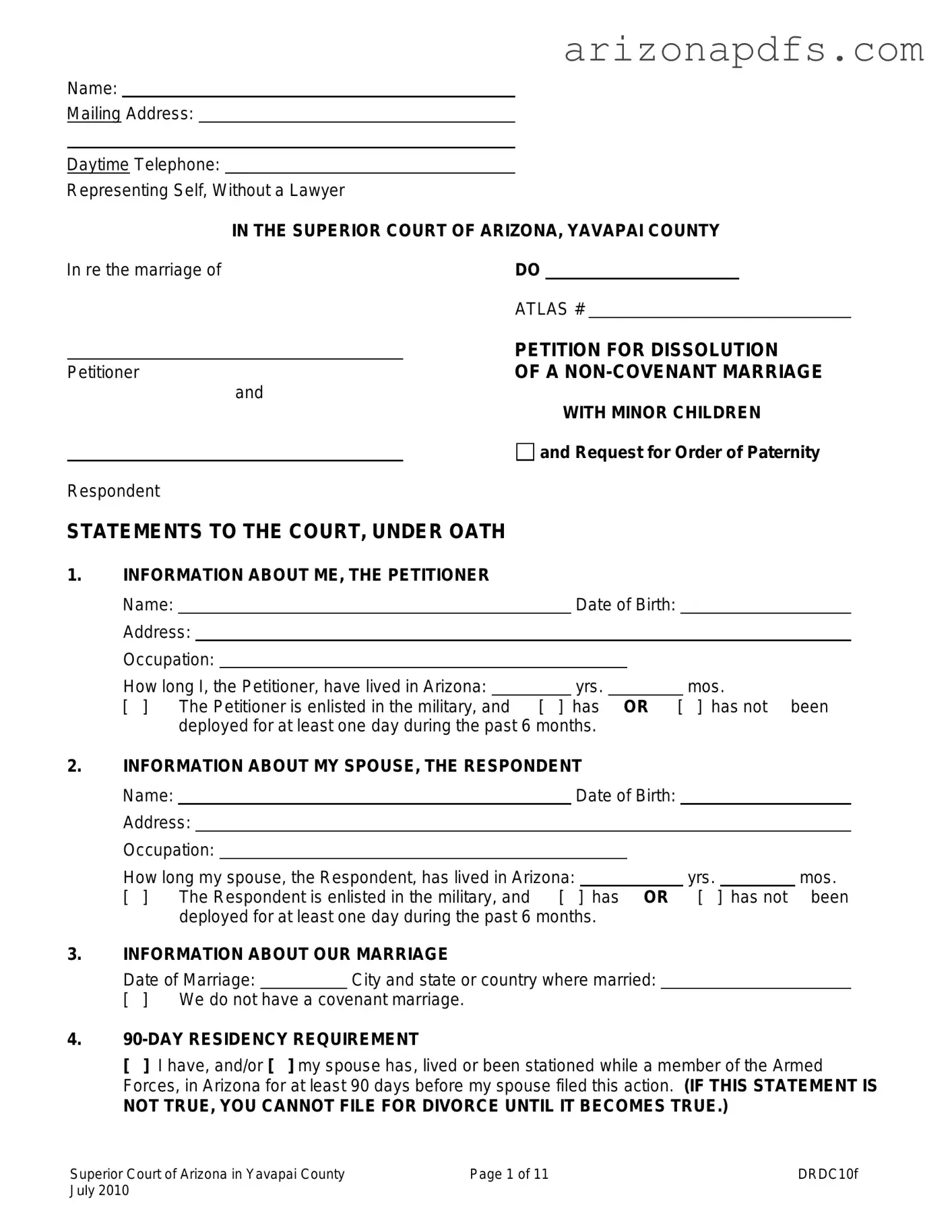 Blank Arizona Drdc10F PDF Template