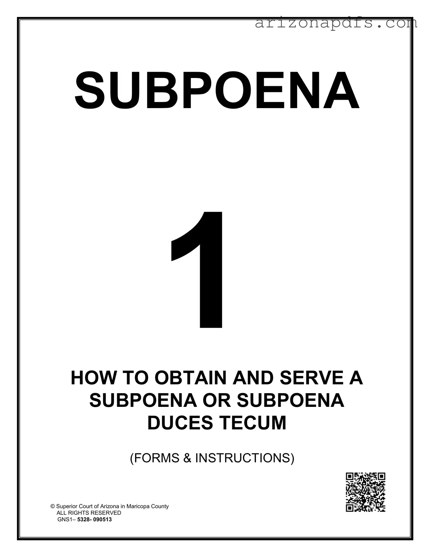 Blank Arizona Subpoena PDF Template