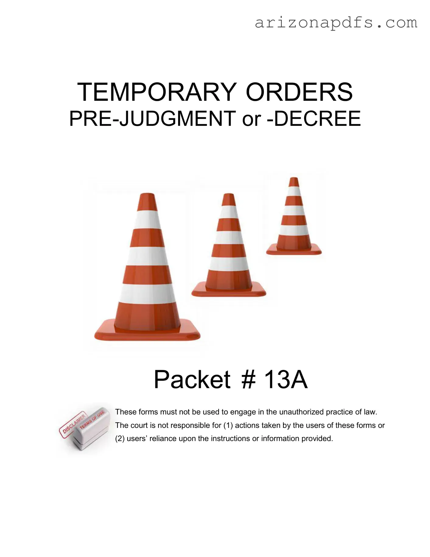 Blank Arizona Temporary Orders PDF Template