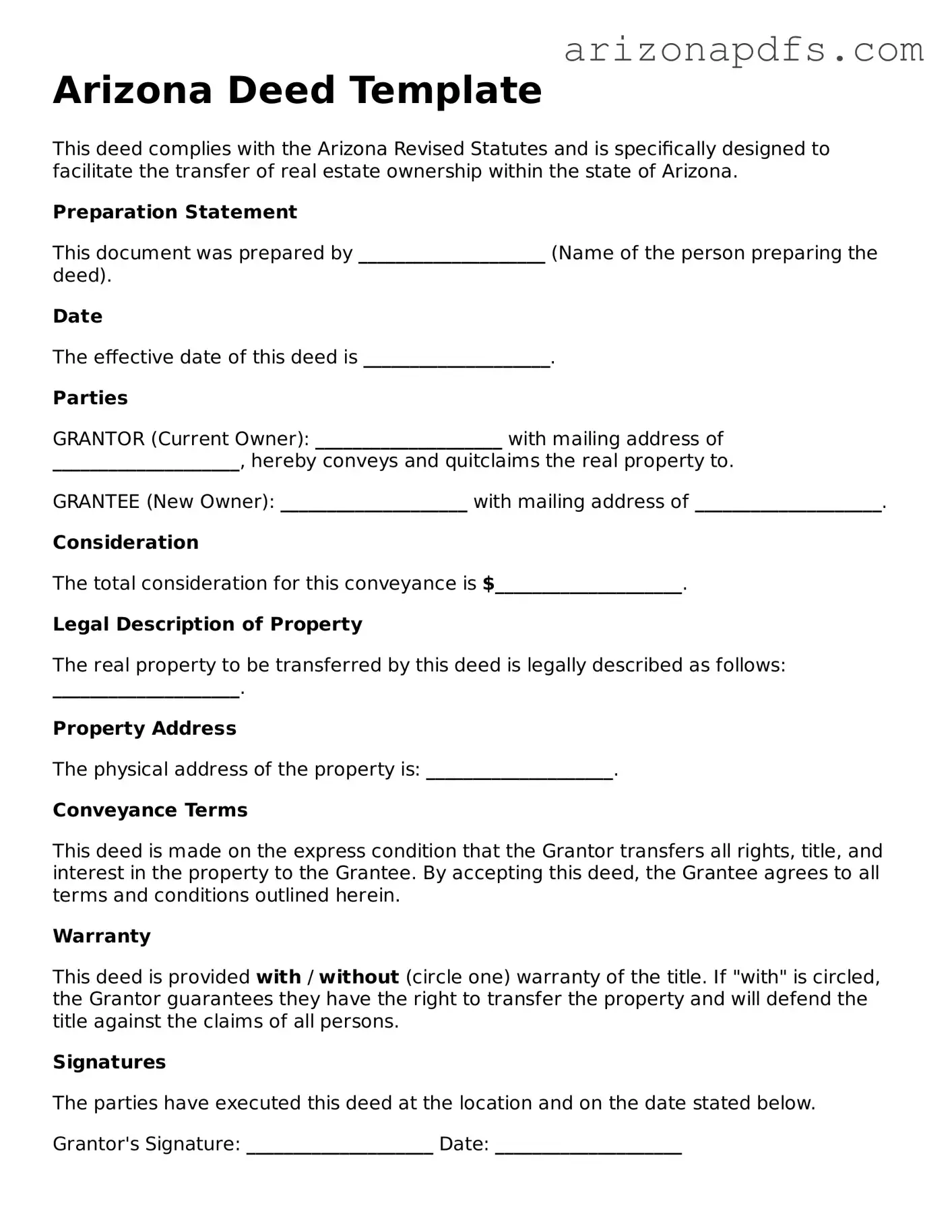 Official Arizona Deed Form