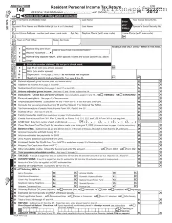Blank Arizona 140 PDF Template