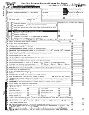 Blank Arizona 140Py PDF Template