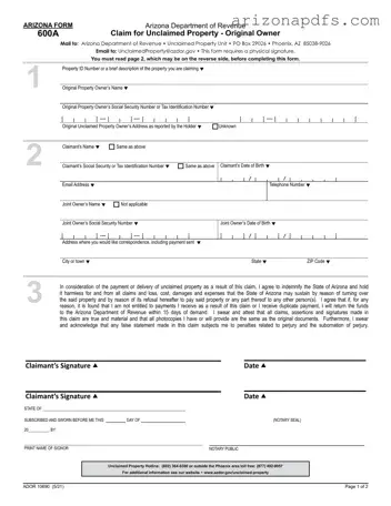 Blank Arizona 600A PDF Template