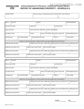 Blank Arizona 652 PDF Template
