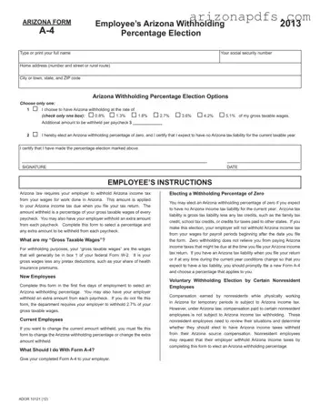 Blank Arizona A 4 PDF Template