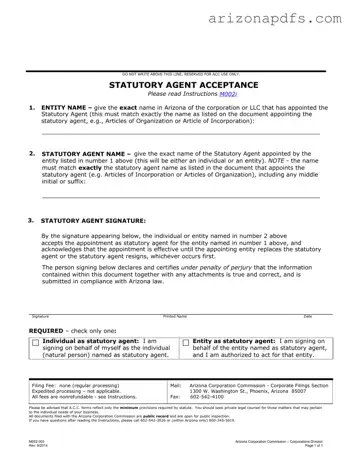 Blank Arizona Agent PDF Template