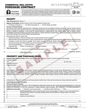 Blank Arizona Commercial Real Contract PDF Template