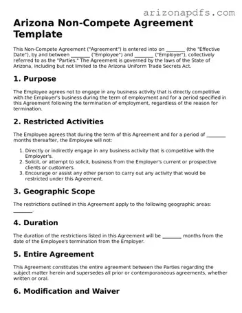 Official Arizona Non-compete Agreement Form