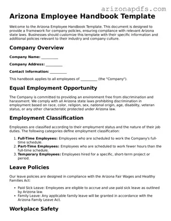 Official Arizona Employee Handbook Form