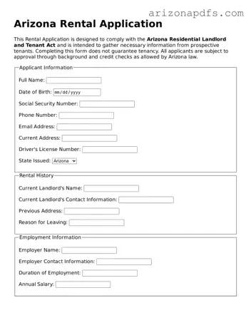 Official Arizona Rental Application Form