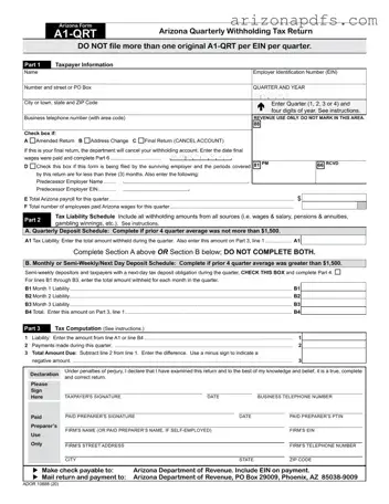 Blank Arizona Tax Return PDF Template