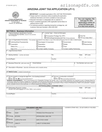 Blank Jt 1 Arizona Tax PDF Template